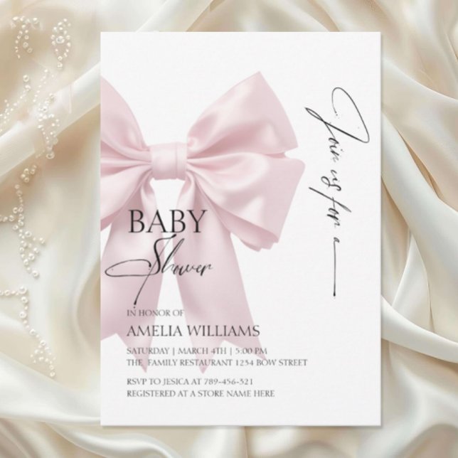 Invitation Baby shower Elegant Pink Bow (Créateur téléchargé)