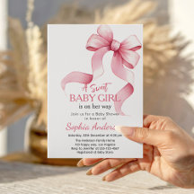 Invitation Baby shower Elegant Pink Bow pour fille