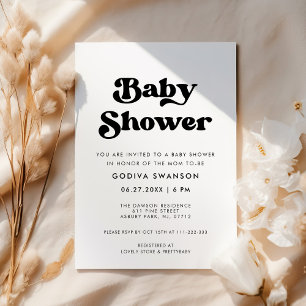 Invitation Baby Shower élégant rétro noir et blanc pour un ma