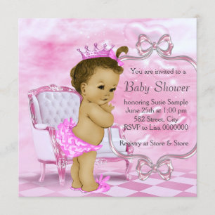 Invitation Baby Shower Élégant Rose pour Bébé Afro-Américain