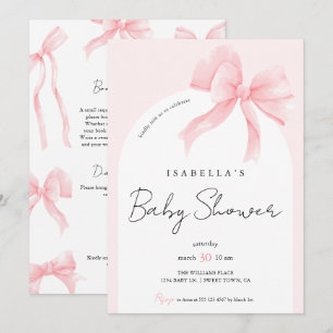 Invitation Baby shower élégant tout-en-un rose bow pour nouve