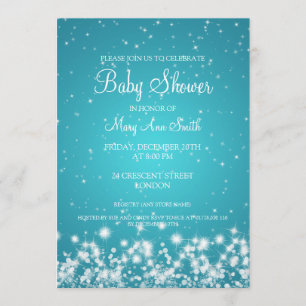 Invitation Baby shower élégant Turquoise d'hiver
