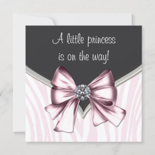 Invitation Baby Shower élégant Zèbre Rose