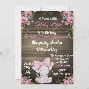 Invitation Baby shower éléphant
