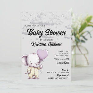 Invitation Baby shower éléphant