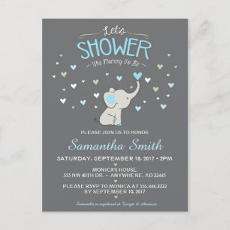 Invitation Baby shower éléphant, Baby shower garço