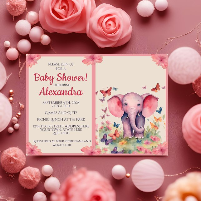 Invitation Baby shower éléphant bébé (Créateur téléchargé)