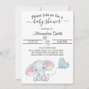 Invitation Baby shower éléphant bébé