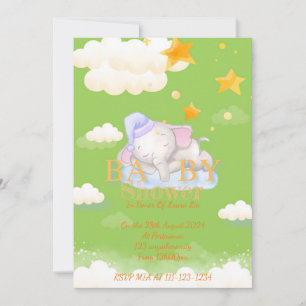 INVITATION BABY SHOWER ÉLÉPHANT BÉBÉ
