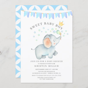 Invitation Baby shower éléphant bébé doux