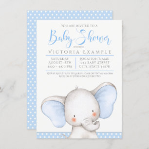 Invitation Baby shower éléphant bébé garçon