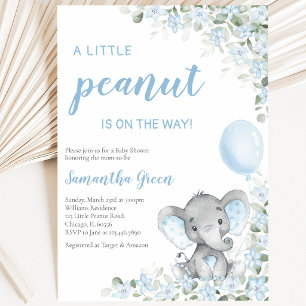 Invitation Baby Shower Eléphant Bleu