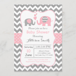Invitation Baby shower éléphant, Chevron