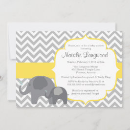Invitation Baby shower éléphant, chevron jaune