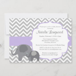 Invitation Baby shower éléphant, chevron violet