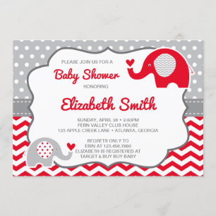 Invitation Baby shower éléphant, COULEUR ÉDITABLE