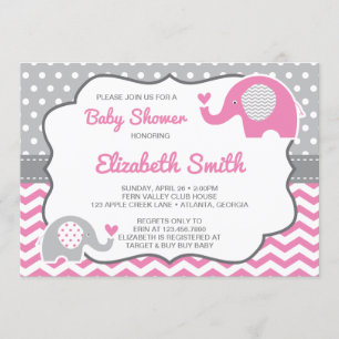 Invitation Baby shower éléphant, couleur modifiabl