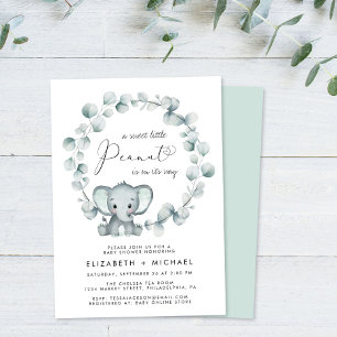 Invitation Baby shower Eléphant Couples Eucalyptus
