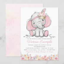 Baby shower Eléphant de la fille rose Boho