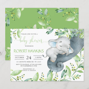 Invitation Baby shower Elephant de verdure