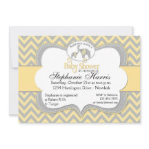 Baby shower éléphant en Jaune et Gris de Chevron