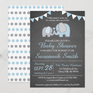 Invitation Baby shower éléphant Garçon - Chalkboar