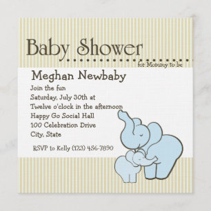Invitation Baby shower Elephant Hugs
