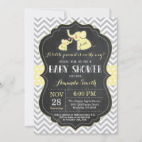 Invitation Baby shower éléphant Jaune et gris