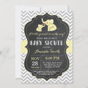 Invitation Baby shower éléphant Jaune et gris