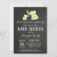 Invitation Baby shower éléphant Jaune et gris
