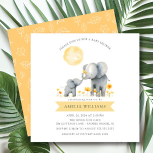 Invitation Baby shower Elephant Kisses