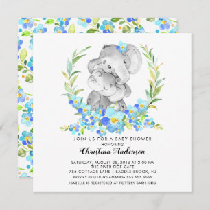 Invitation Baby shower Elephant Maman & Baby
