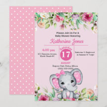Invitation Baby shower Eléphant mignon