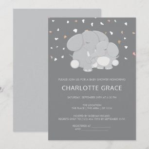 Invitation Baby Shower éléphant mignon personnalisé