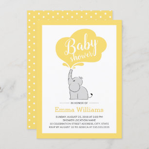 Invitation Baby shower éléphant moderne   jaune