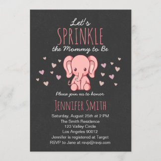 Invitation Baby shower Eléphant rose