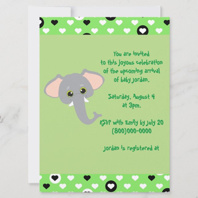 Invitation Baby shower Elephant Safari (Devant)