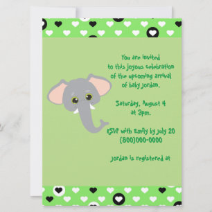 Invitation Baby shower Elephant Safari