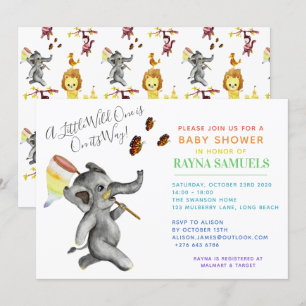 Invitation Baby shower éléphant Safari neutre genre mignon