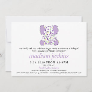 Invitation Baby shower Eléphant Violet
