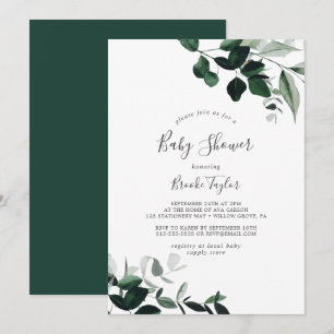 Invitation Baby shower Emerald Greenery