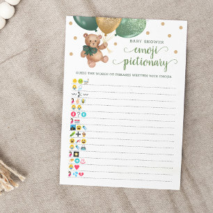 Invitation Baby shower Emoji Pictionary Jeu Teddy Bear Card