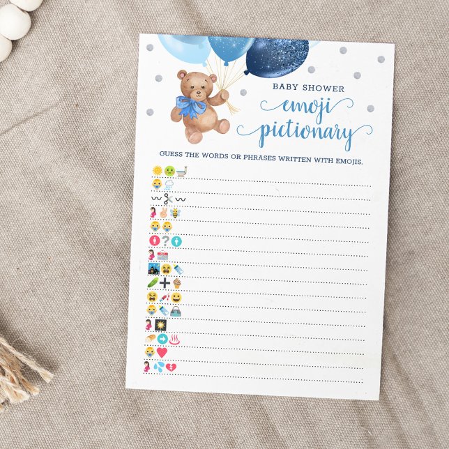 Invitation Baby shower Emoji Pictionary Jeu Teddy Bear Card (Créateur téléchargé)