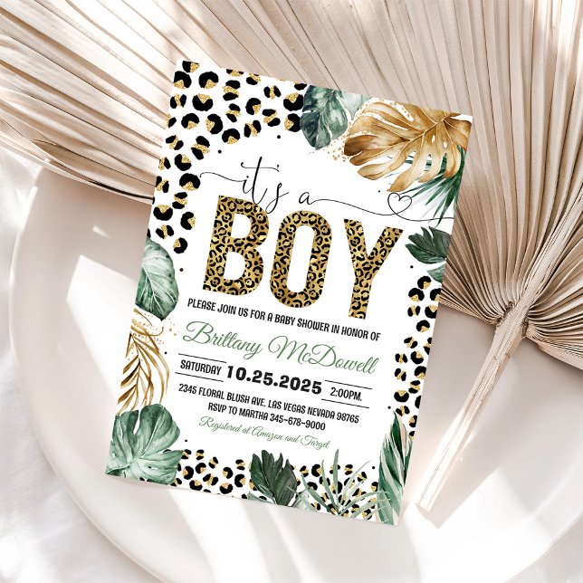 Invitation Baby shower Empreinte de léopard (Créateur téléchargé)