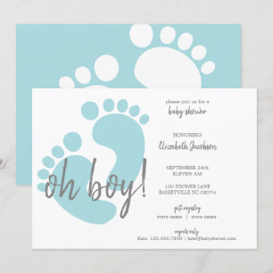 Invitation Baby shower Empreintes Bleues