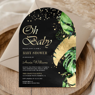 Invitation Baby shower en arc de palme de Monstera Tropical e