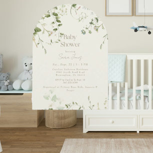 Invitation Baby shower en arc de verdure neutre crème