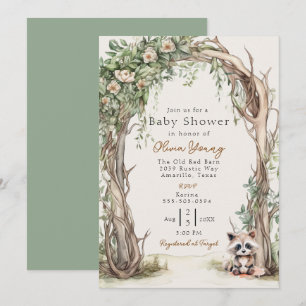 Invitation Baby shower en arche en bois rustique