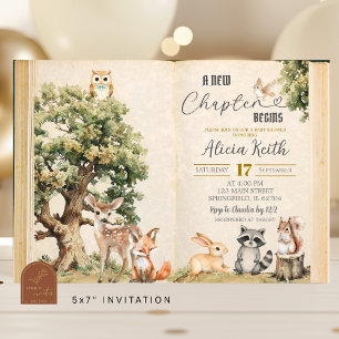 Invitation Baby shower en bois de conte de fées