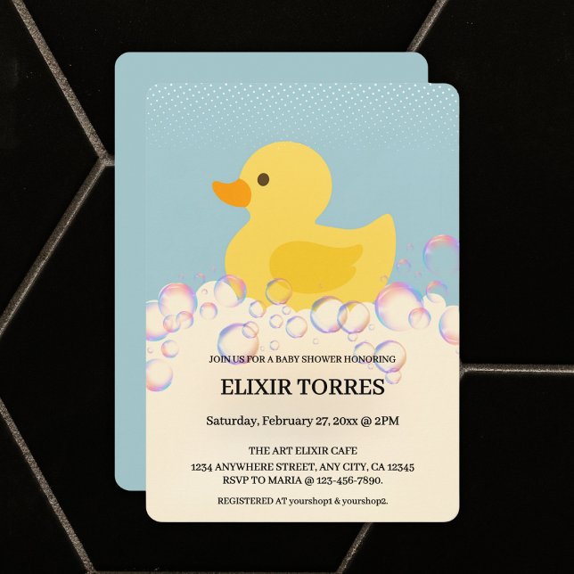 Invitation Baby shower en caoutchouc Ducky Bubbles (Créateur téléchargé)